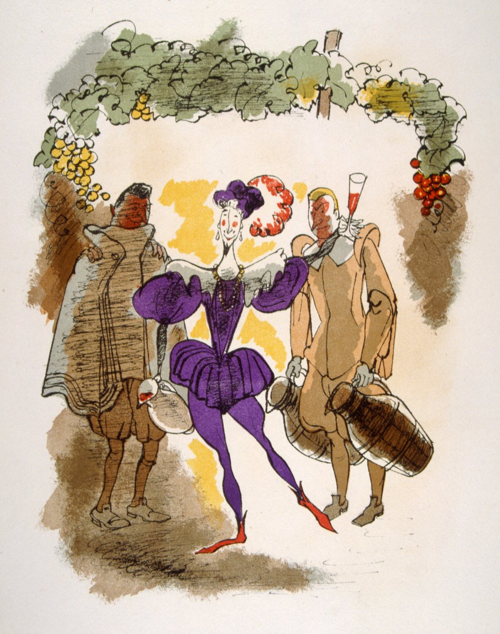 Illustration humoristique sur le vin 1946 - Julien Pavil