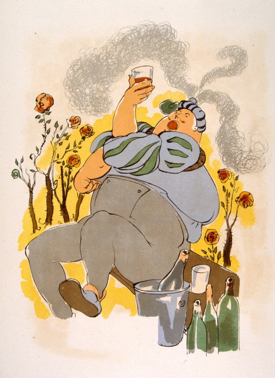 Illustration humoristique de vin 1946 - Julien Pavil