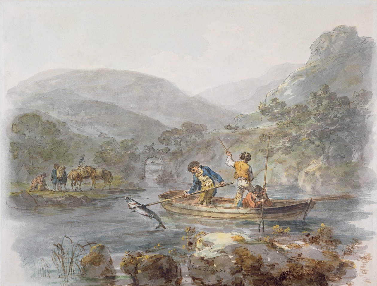Pêche au saumon - Julius Caesar Ibbetson