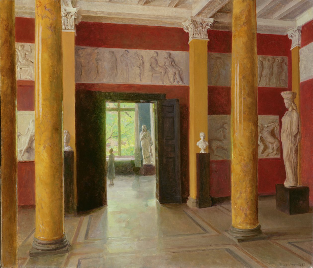 La salle des colonnes dans la vieille partie de la Kunsthalle de Hambourg, 1928 - Julius August Friedrich Theodor von Ehren