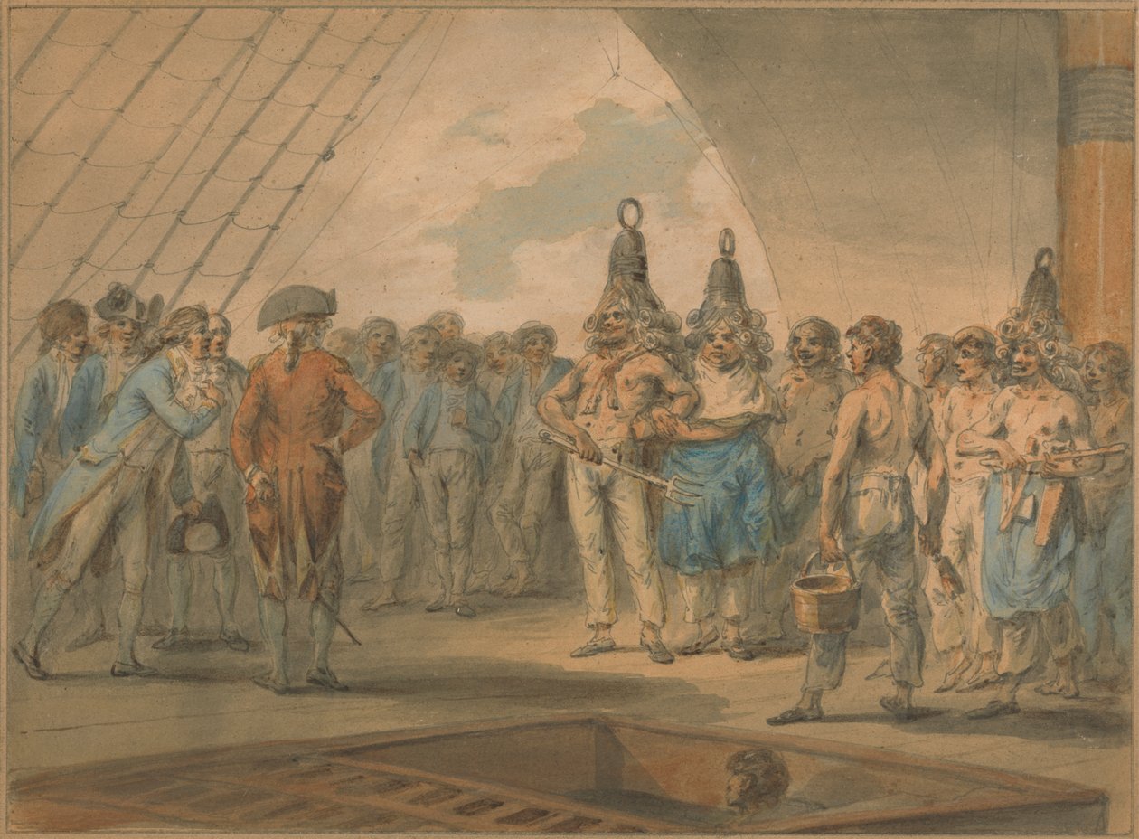 Cérémonie de passage de la ligne à bord du navire, "Vestal" - Julius Caesar Ibbetson