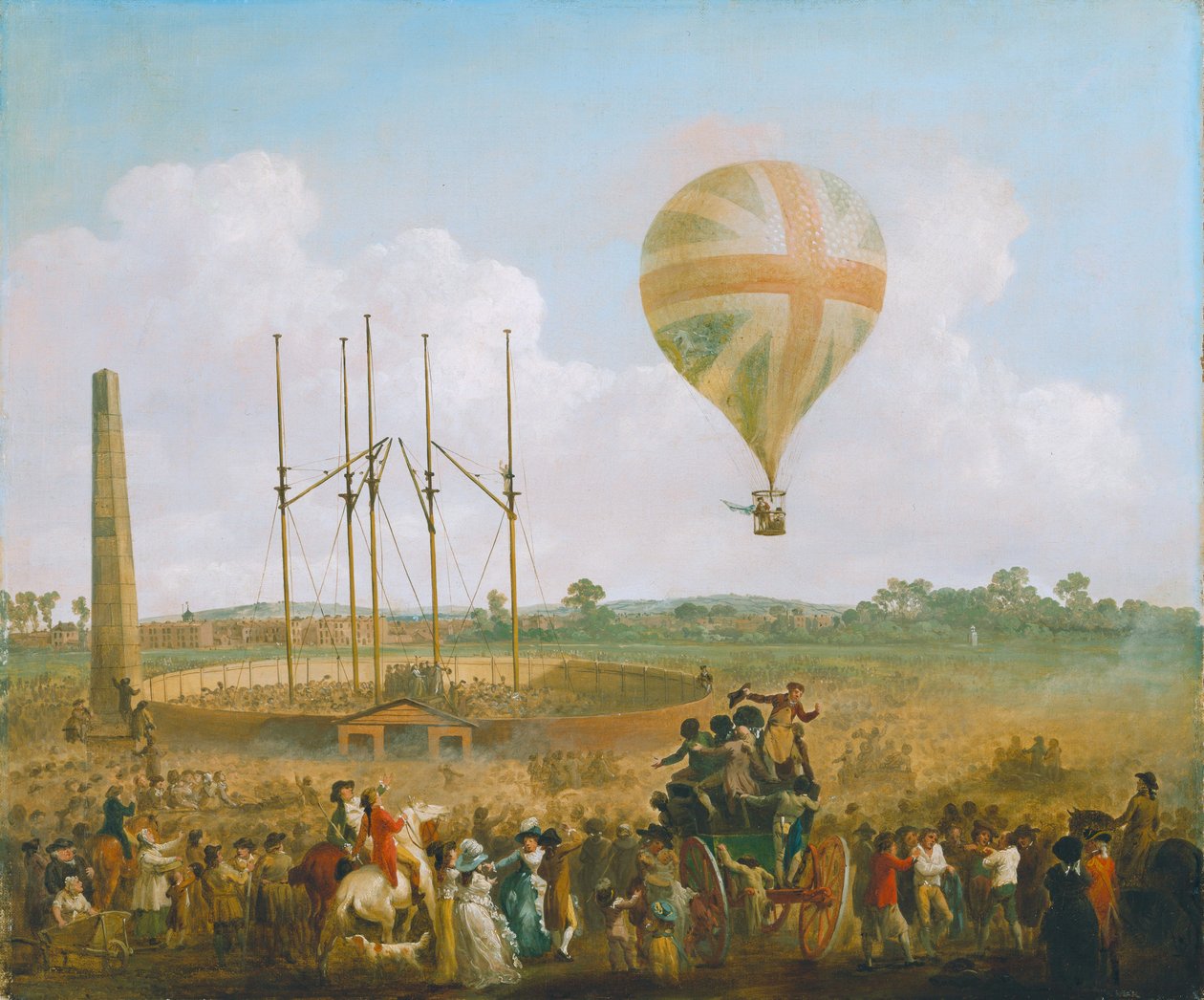 Ascension de George Biggins dans le ballon de Lundardi - Julius Caesar Ibbetson