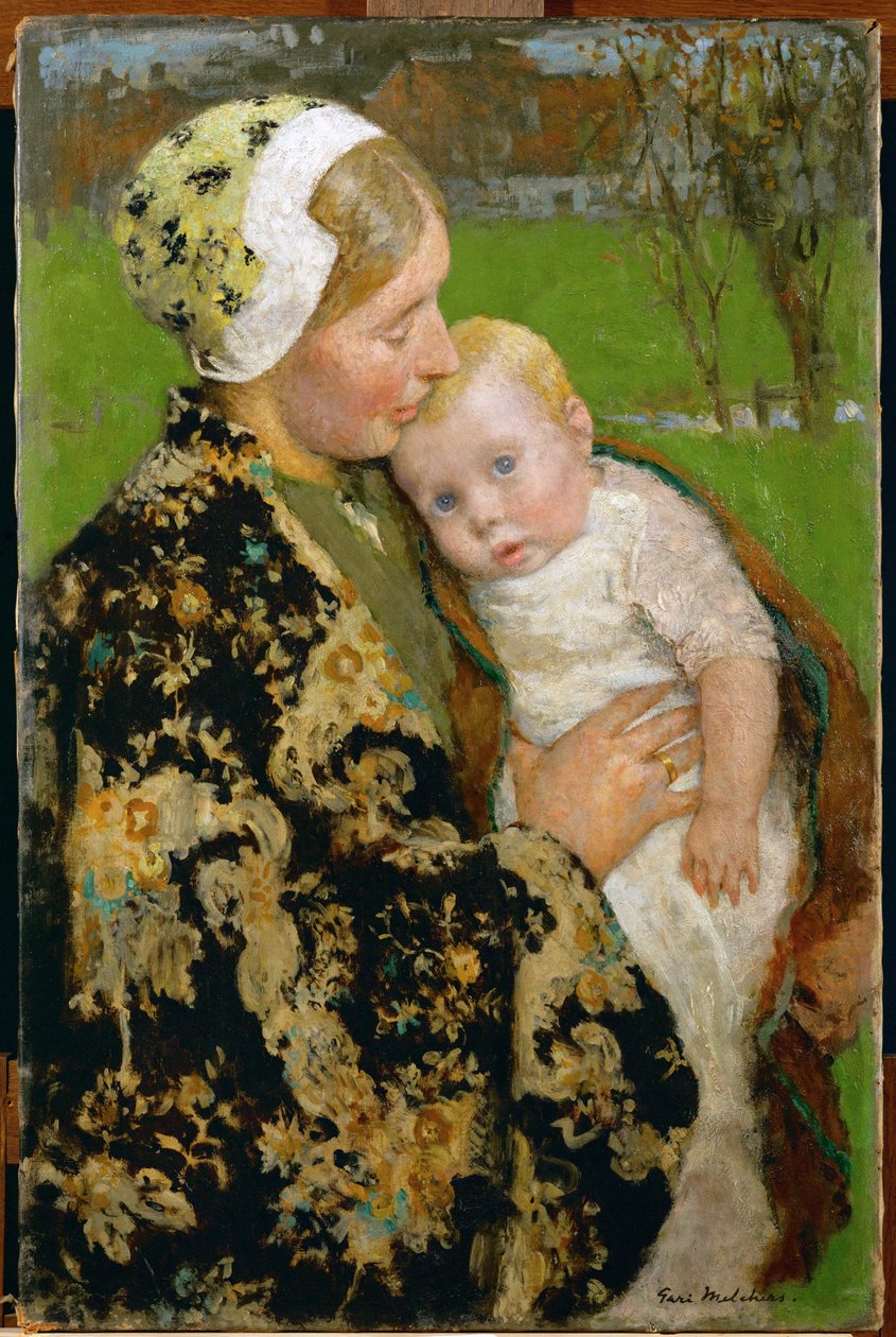 La maternité (peinture sur toile) - Julius Gari Melchers
