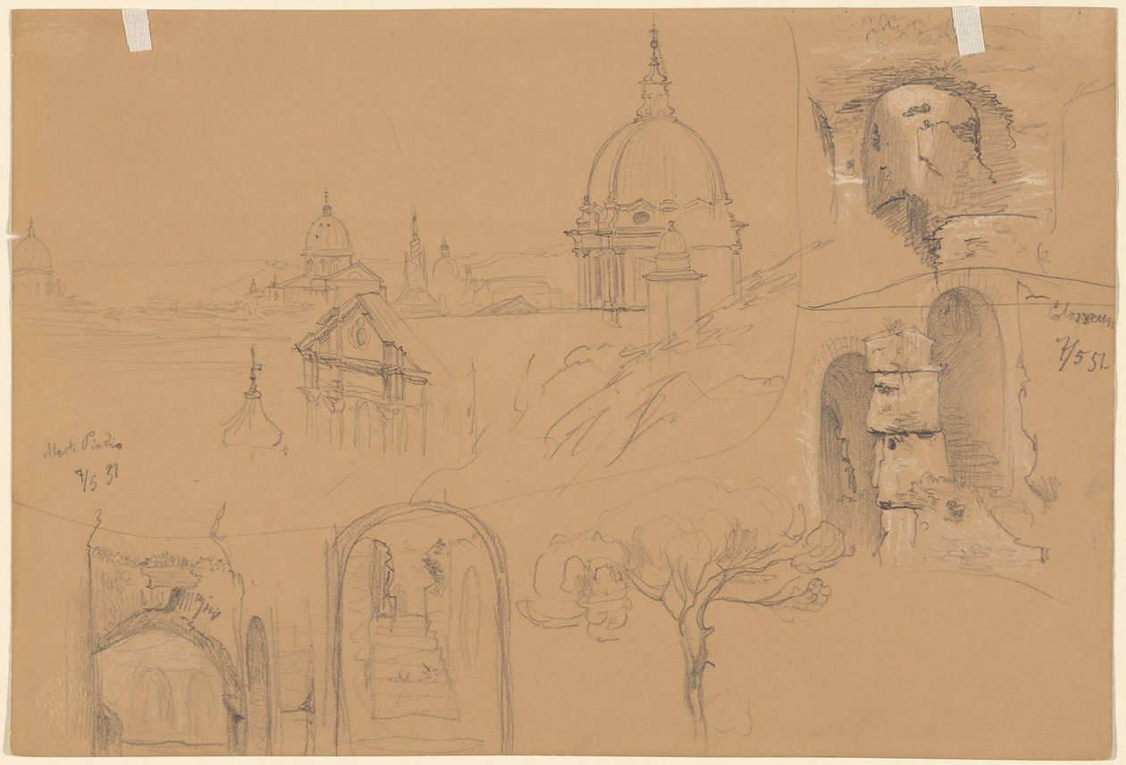 Études du Colisée et du Monte Pincio (verso) - Julius Jacob the Elder