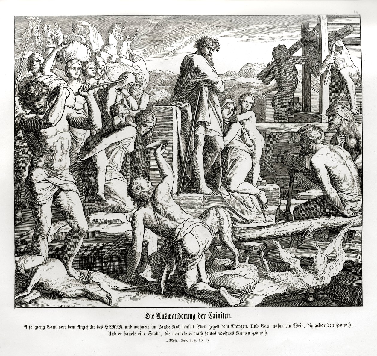 La vie de Caïn à Nod après son exil, Genèse - Julius Schnorr von Carolsfeld