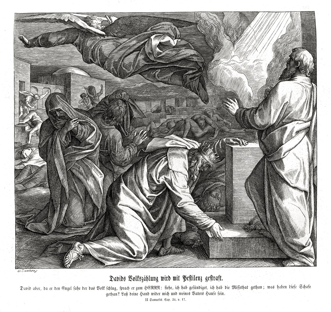 David est puni pour avoir compté le peuple, 2 Samuel - Julius Schnorr von Carolsfeld