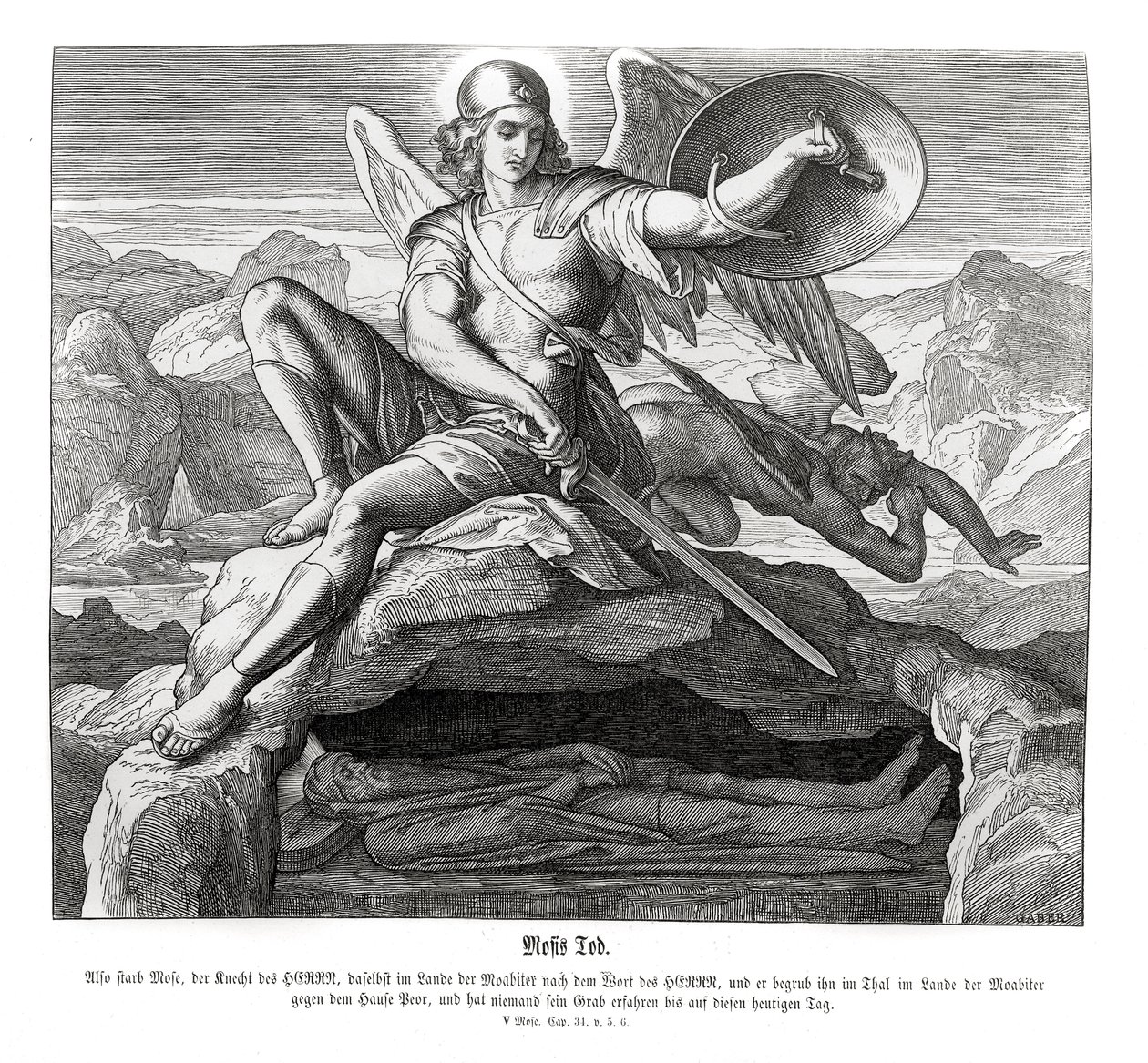 La mort de Moïse, Deutéronome - Julius Schnorr von Carolsfeld