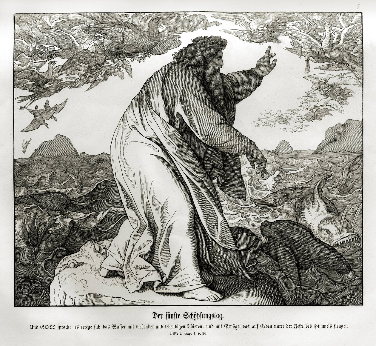 Cinquième jour de la création, Genèse - Julius Schnorr von Carolsfeld