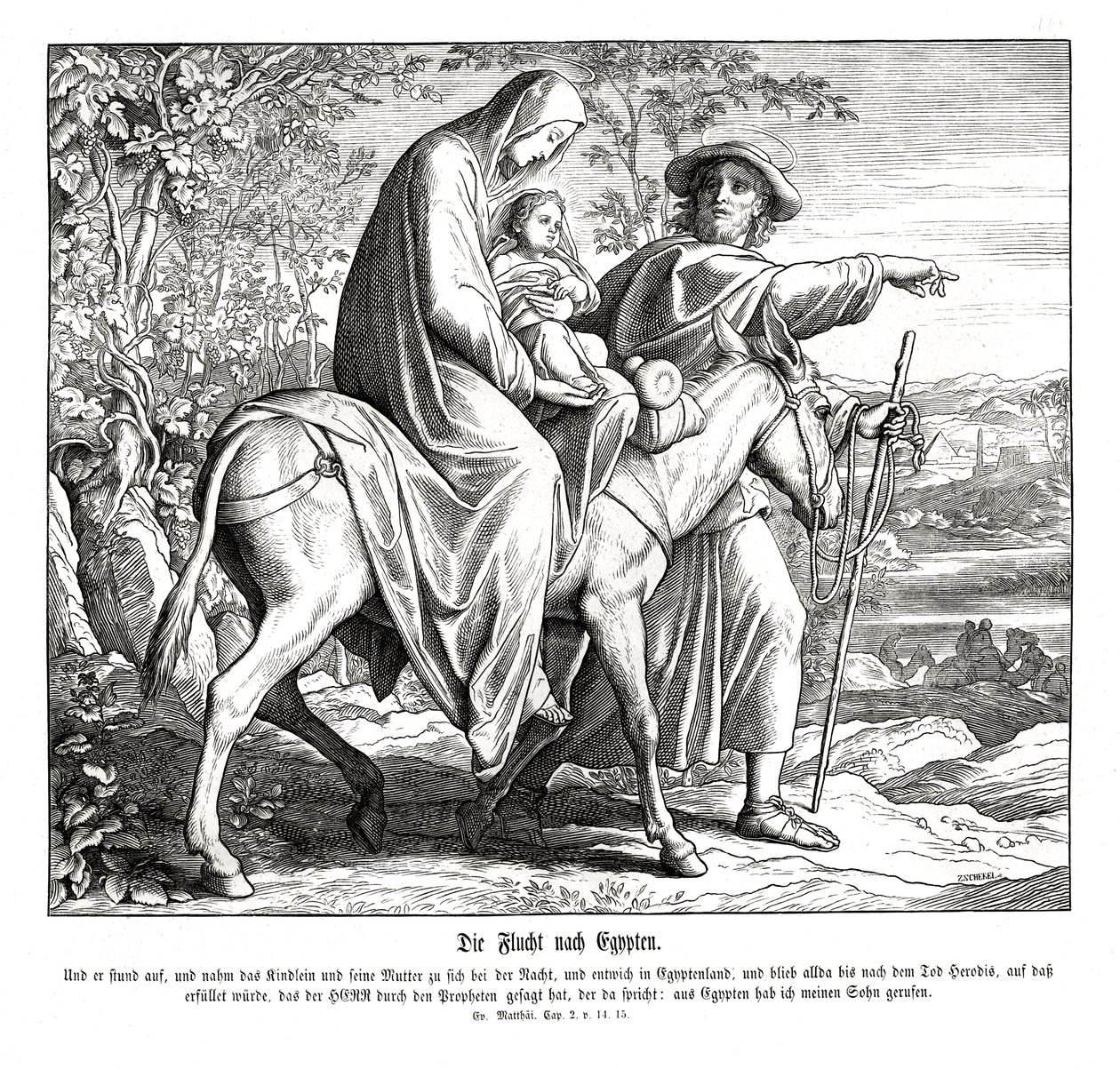 Fuite en Égypte, Évangile de Matthieu - Julius Schnorr von Carolsfeld