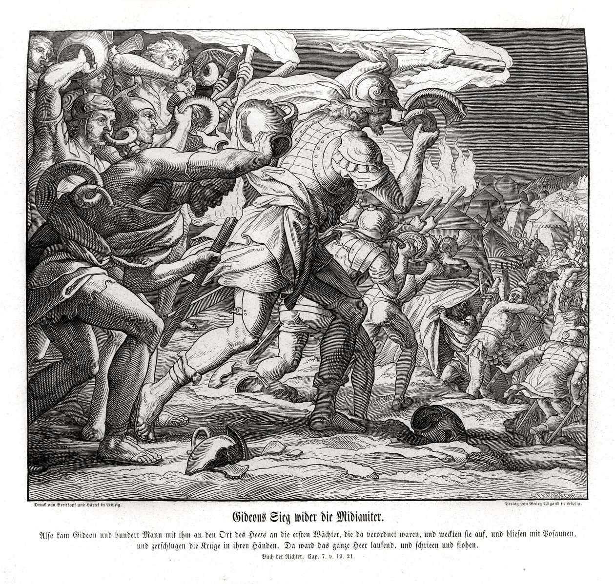 La victoire de Gédéon contre les Madianites, Juges - Julius Schnorr von Carolsfeld