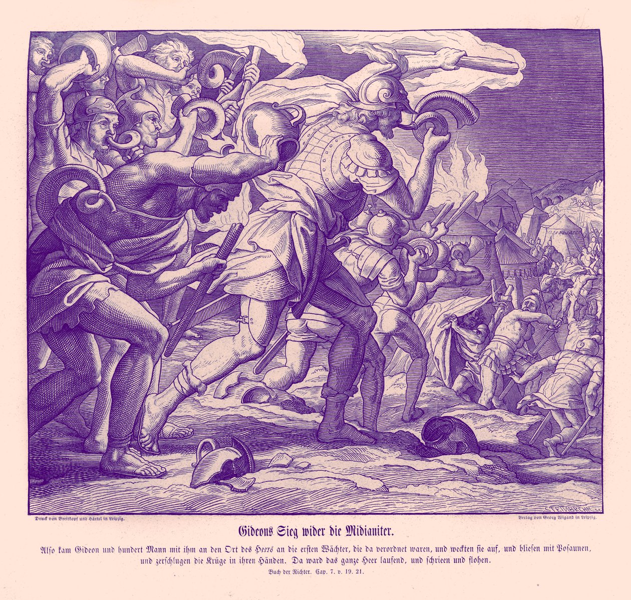 La victoire de Gédéon contre les Madianites, Juges - Julius Schnorr von Carolsfeld