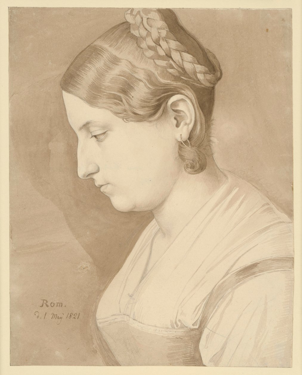 Italienne. Portrait de profil, vue de côté, tournant vers la gauche - Julius Schnorr von Carolsfeld