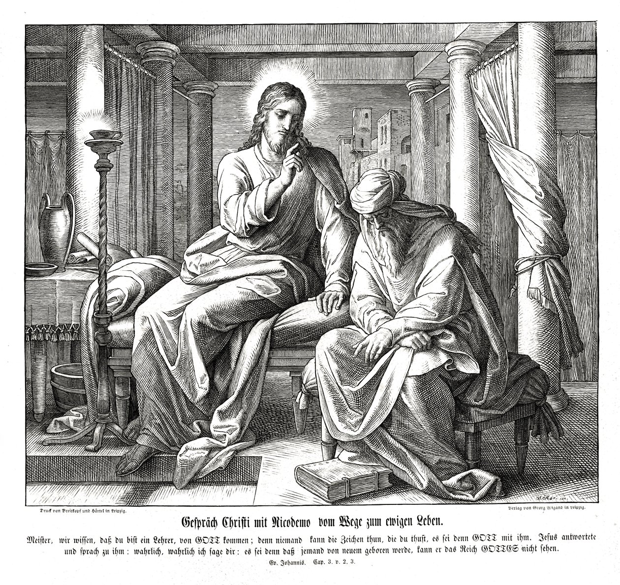 Jésus et Nicodème, Évangile de Jean - Julius Schnorr von Carolsfeld