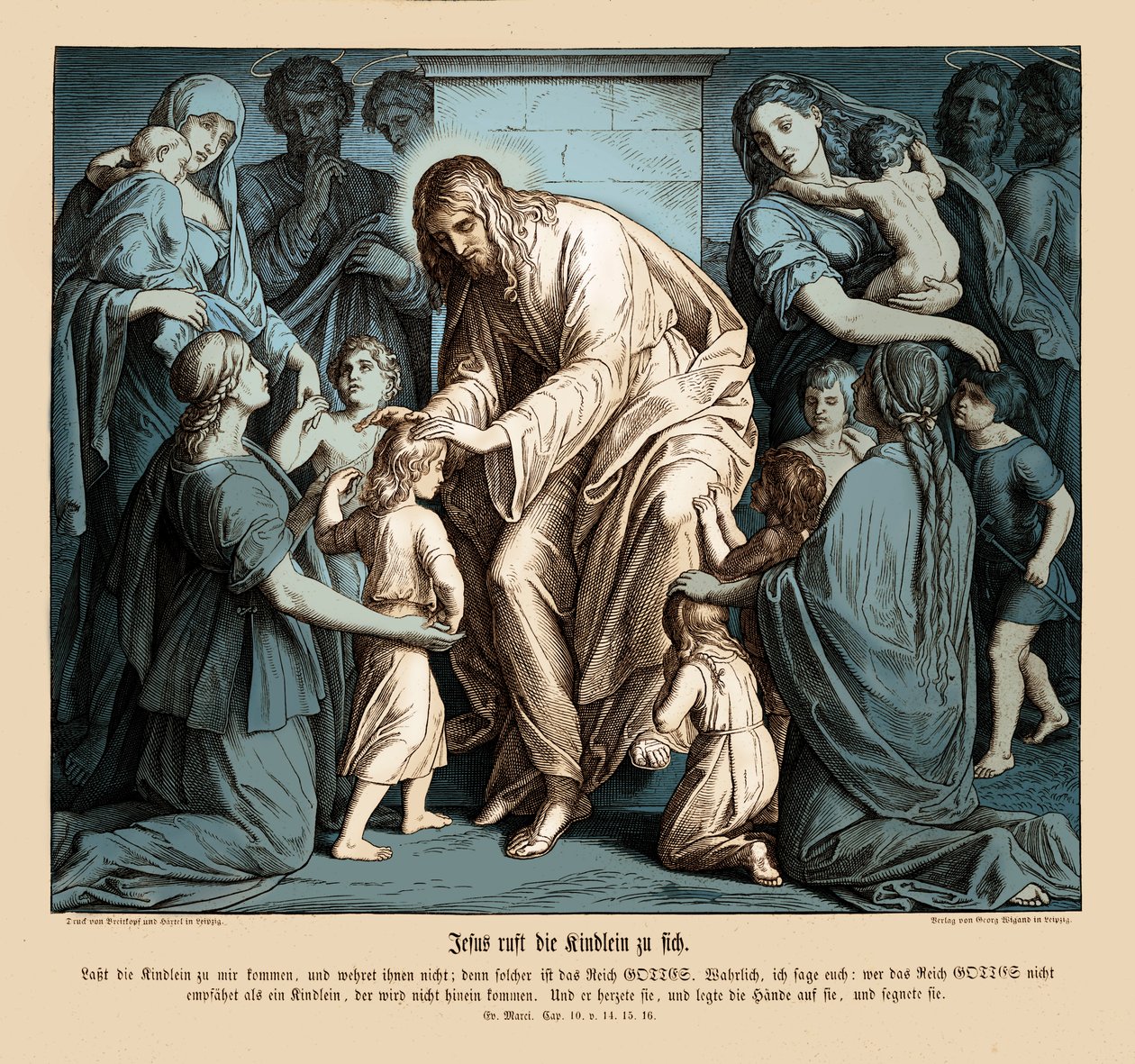 Jésus appelle les enfants à lui, Évangile de Marc - Julius Schnorr von Carolsfeld