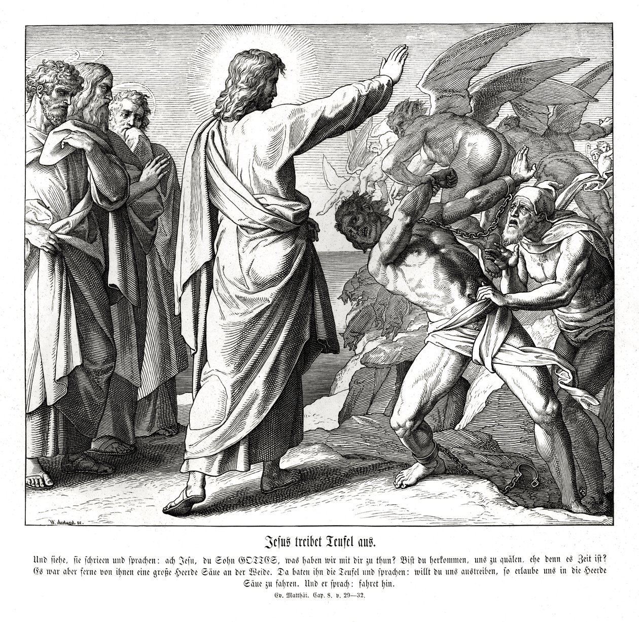 Jésus chasse les démons, Évangile de Matthieu - Julius Schnorr von Carolsfeld