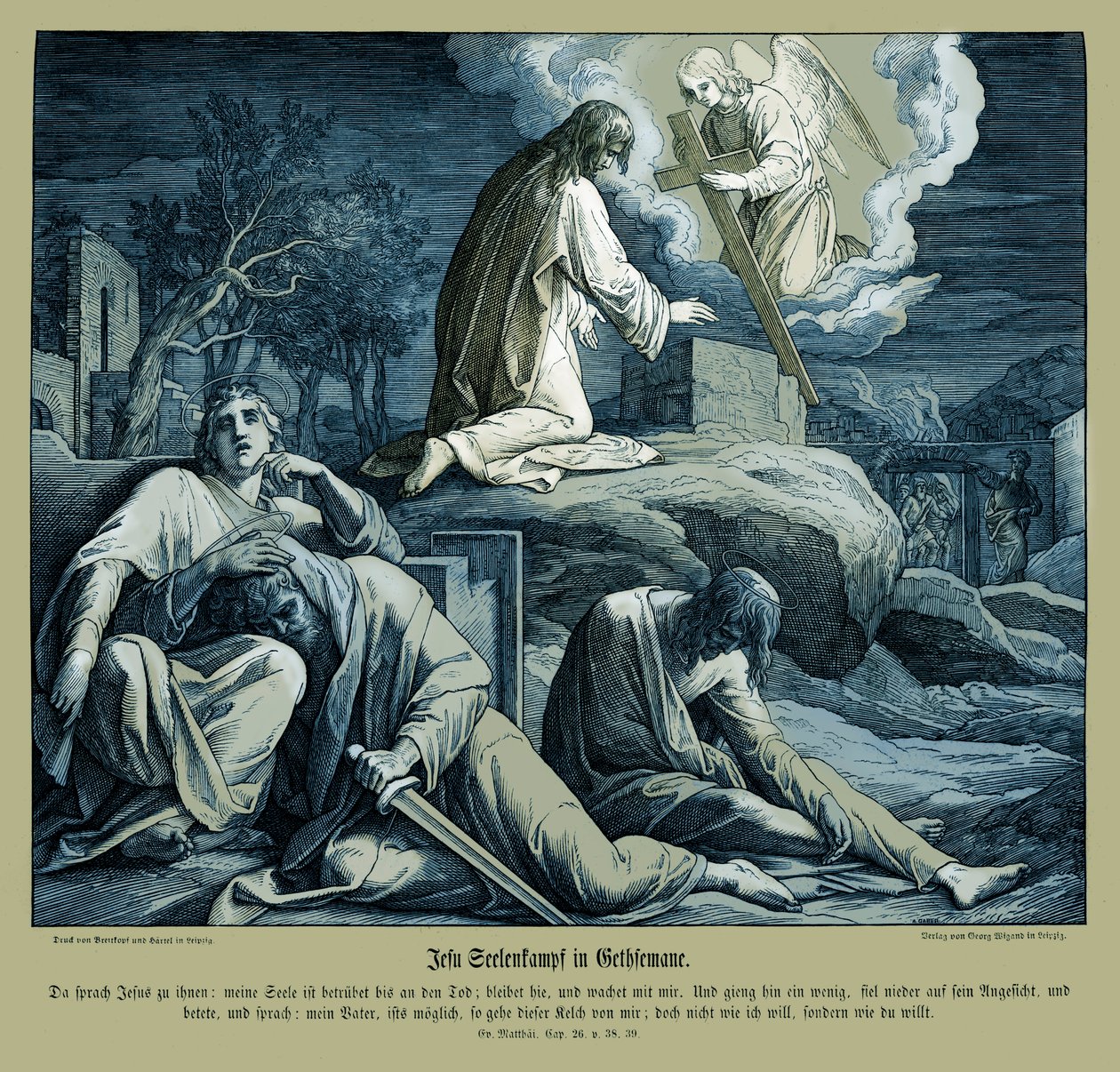 Jésus au Jardin de Gethsémani, Évangile de Matthieu - Julius Schnorr von Carolsfeld