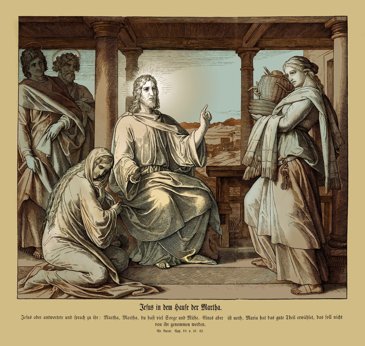 Jésus dans la maison de Marthe, Évangile de Luc - Julius Schnorr von Carolsfeld