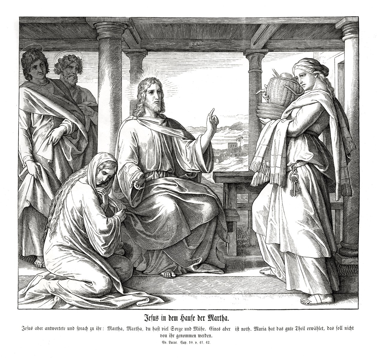 Jésus dans la maison de Marthe, Évangile de Luc - Julius Schnorr von Carolsfeld