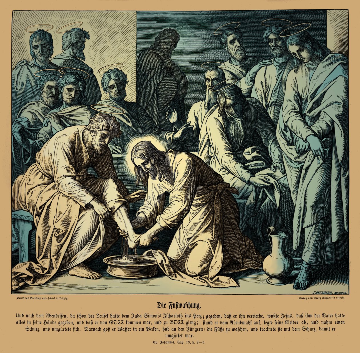 Jésus lave les pieds de ses disciples, Évangile de Jean - Julius Schnorr von Carolsfeld
