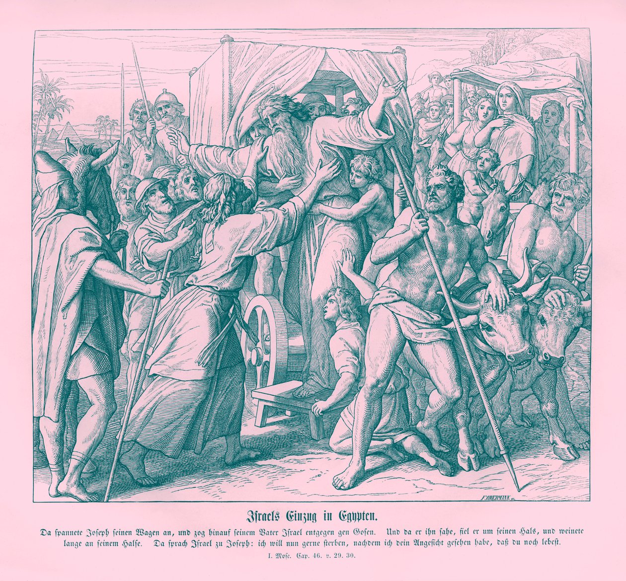 Le père de Joseph arrive en Égypte, Genèse - Julius Schnorr von Carolsfeld