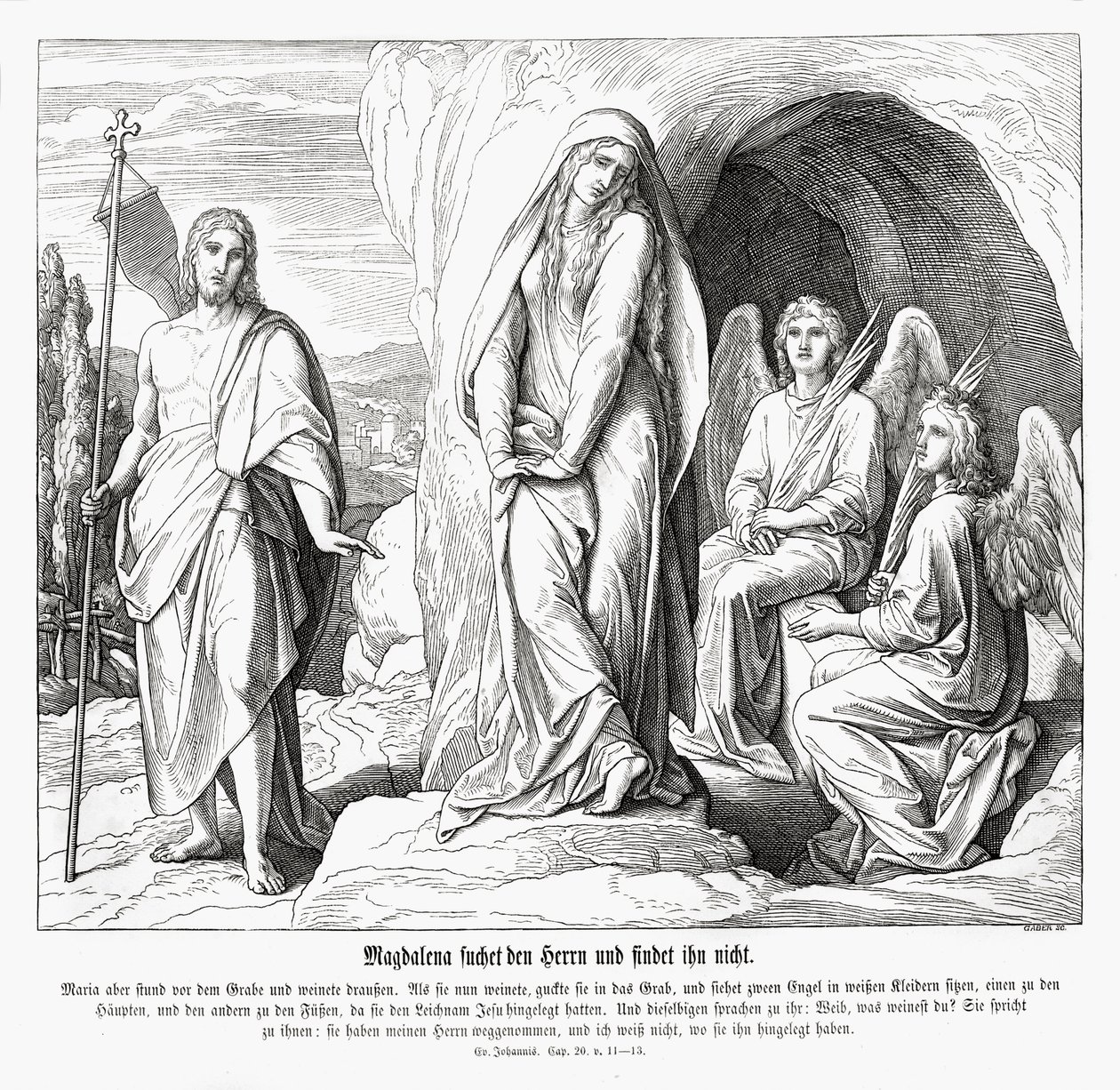 Marie Madeleine au tombeau de Jésus, Évangile de Jean - Julius Schnorr von Carolsfeld