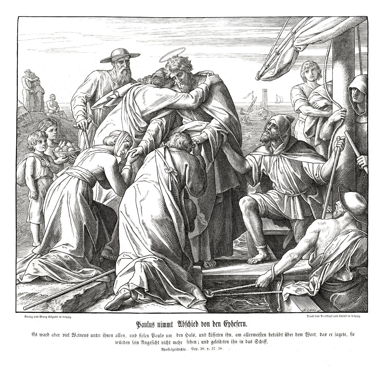 Paul quitte les Éphésiens, Actes des Apôtres - Julius Schnorr von Carolsfeld