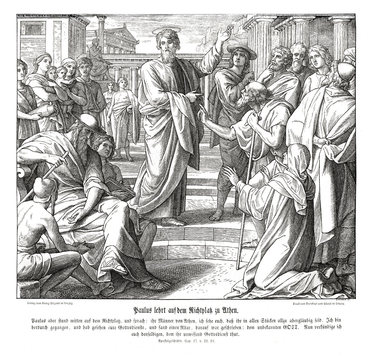 Paul prêche à Athènes, Actes des Apôtres - Julius Schnorr von Carolsfeld