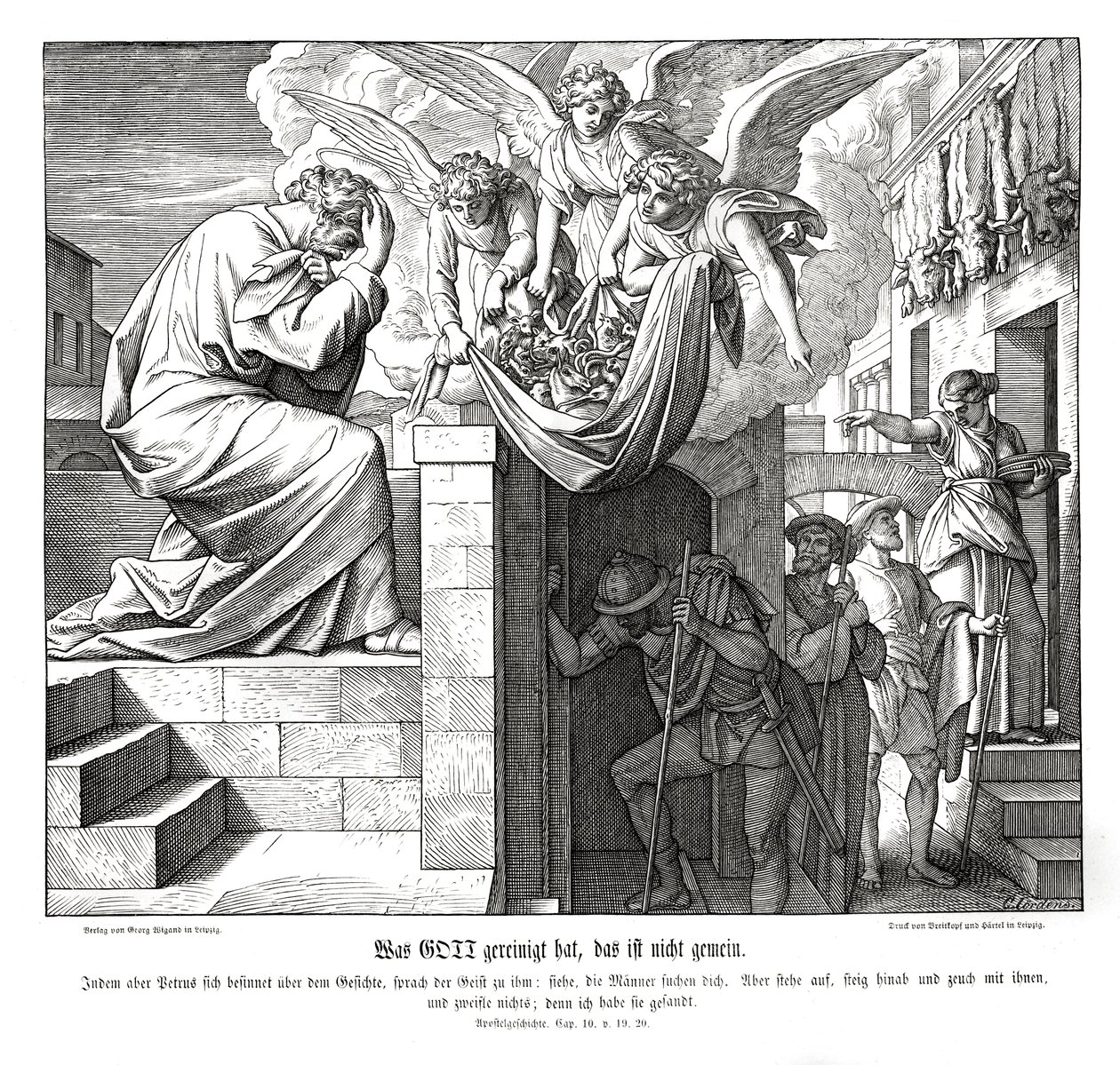 Pierre et les hommes de Corneille, Actes des Apôtres - Julius Schnorr von Carolsfeld