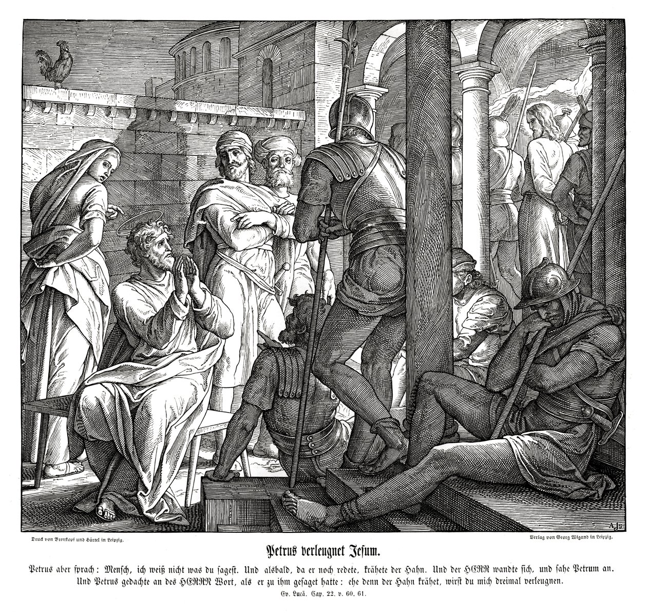 Pierre renie Jésus, Évangile de Luc - Julius Schnorr von Carolsfeld