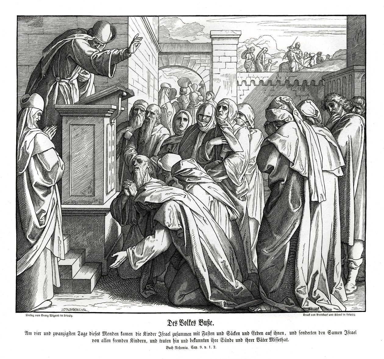 Repentir du peuple, Néhémie - Julius Schnorr von Carolsfeld