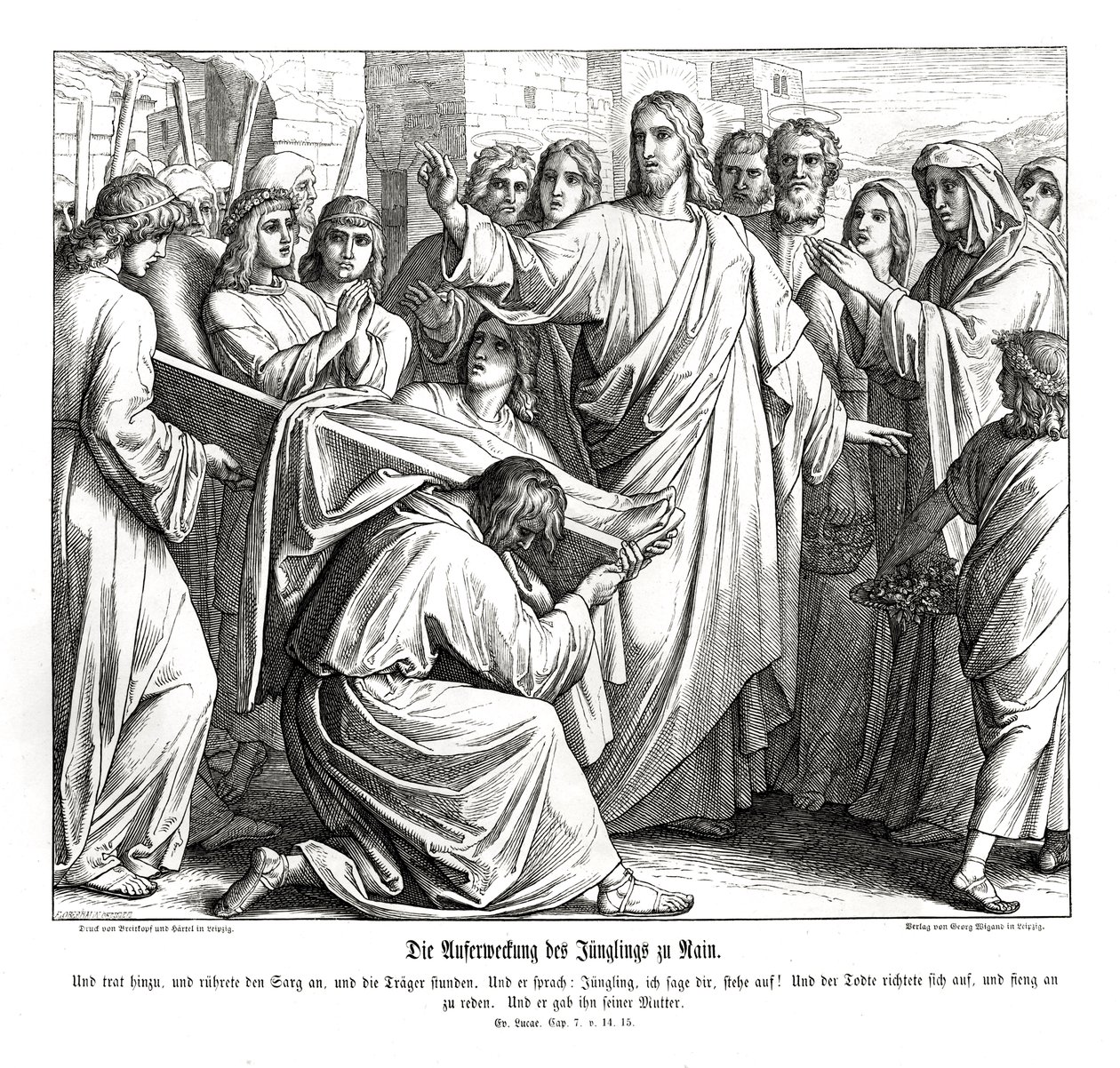 Résurrection du garçon de Naïn, Évangile de Luc - Julius Schnorr von Carolsfeld