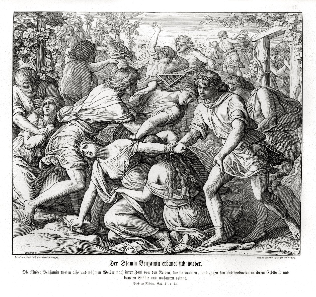 Les fils de Benjamin et les filles de Silo, Juges - Julius Schnorr von Carolsfeld