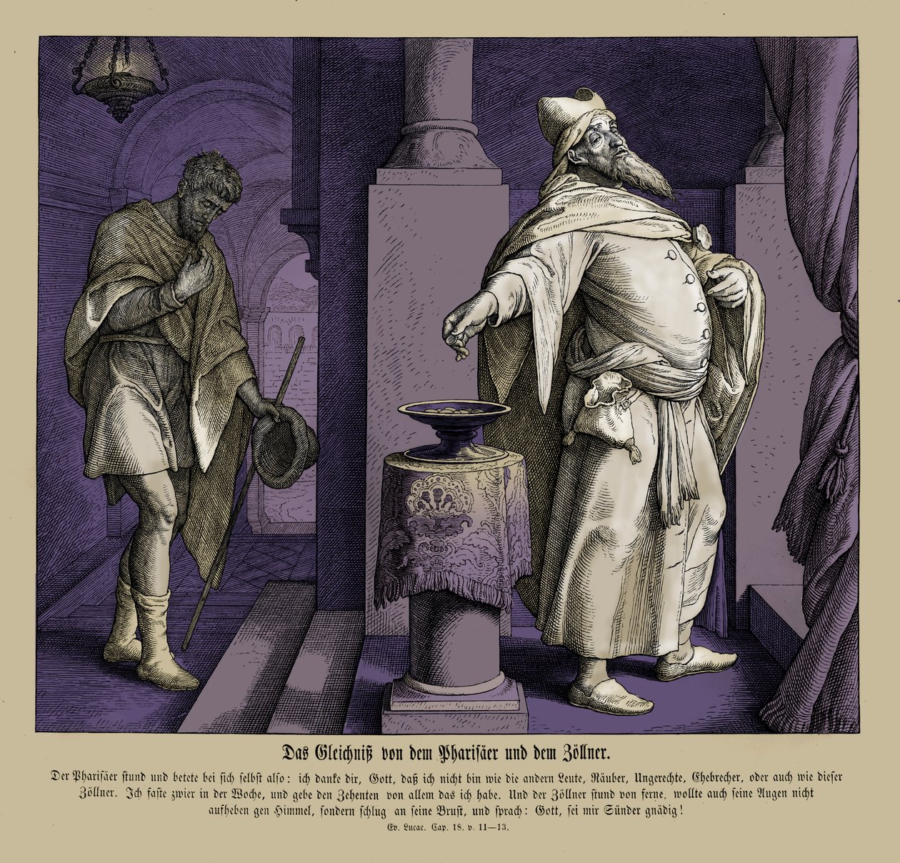 Le Pharisien et le publicain, Évangile de Luc - Julius Schnorr von Carolsfeld