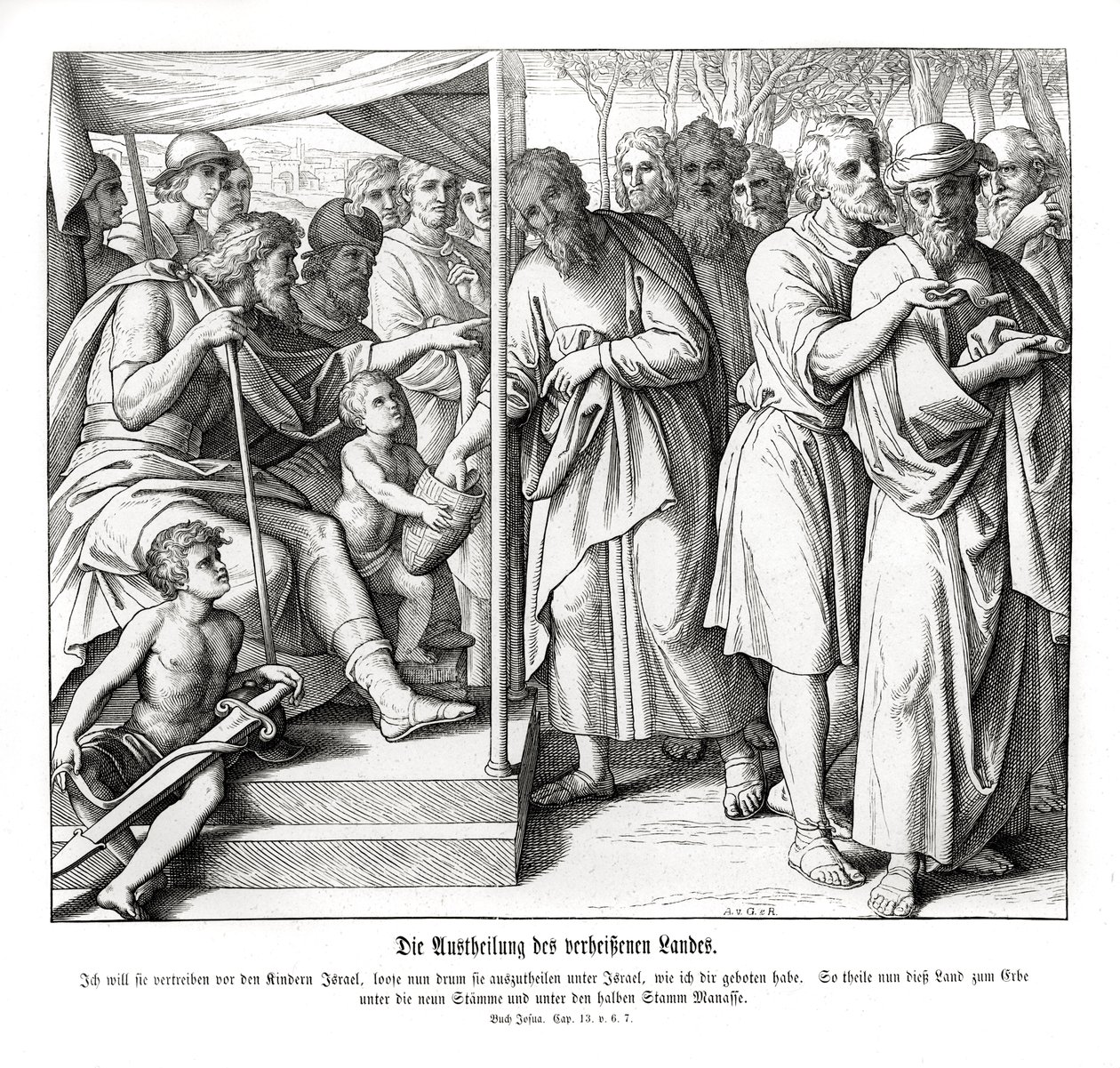 La division de la terre promise, Josué - Julius Schnorr von Carolsfeld