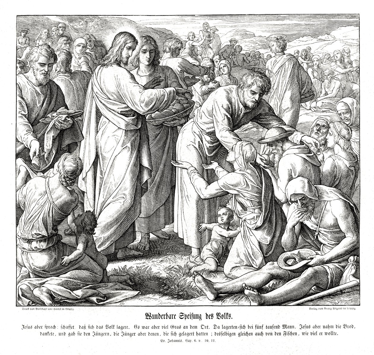 La multiplication des pains, Évangile de Jean - Julius Schnorr von Carolsfeld