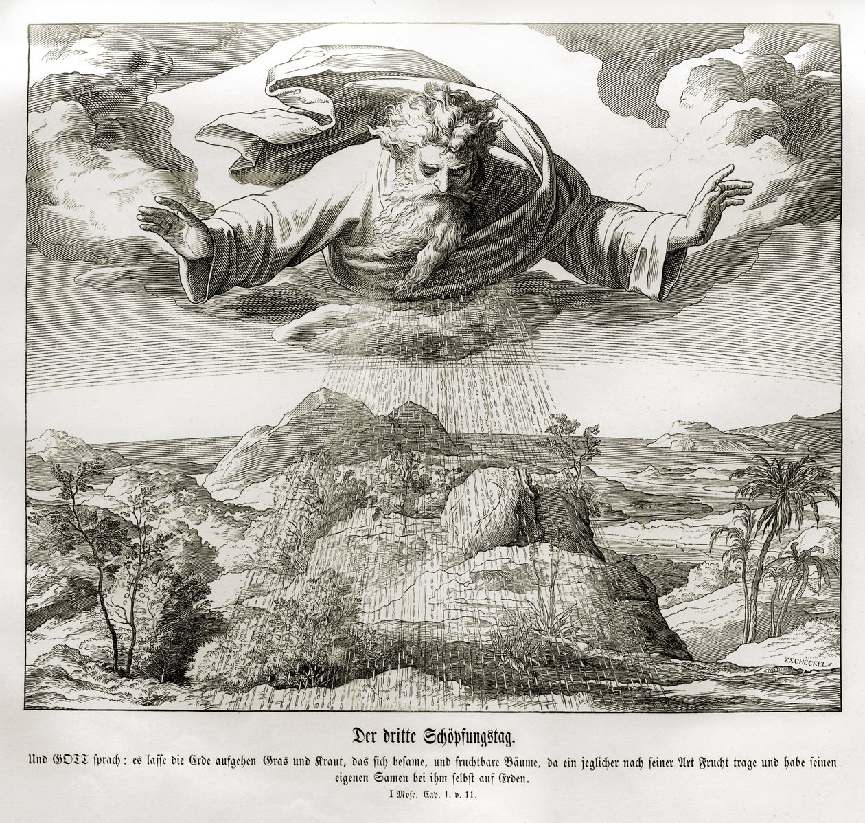 Troisième jour de la création, Genèse - Julius Schnorr von Carolsfeld