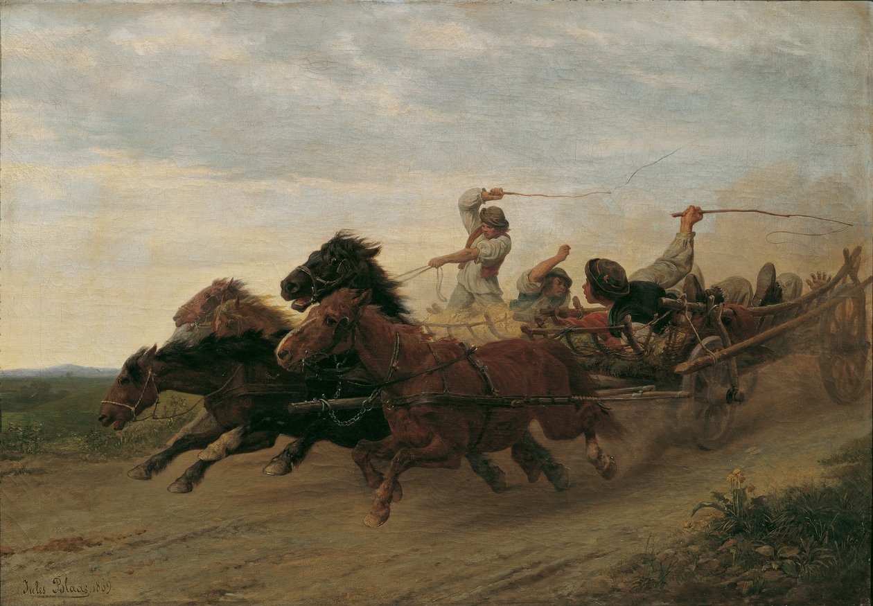 Course de paysans slovaques ivres - Julius von Blaas d. Ä.