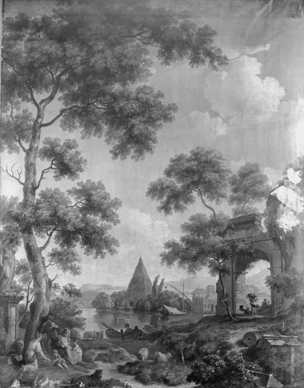 Tenture murale avec paysage arcadien, appartenant à la salle du Herengracht 40 - Jurriaan Andriessen