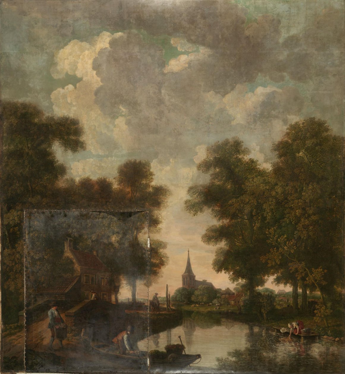Papier peint représentant un paysage hollandais, provenant de la salle située au 22 de la Nieuwe Doelenstraat - Jurriaan Andriessen