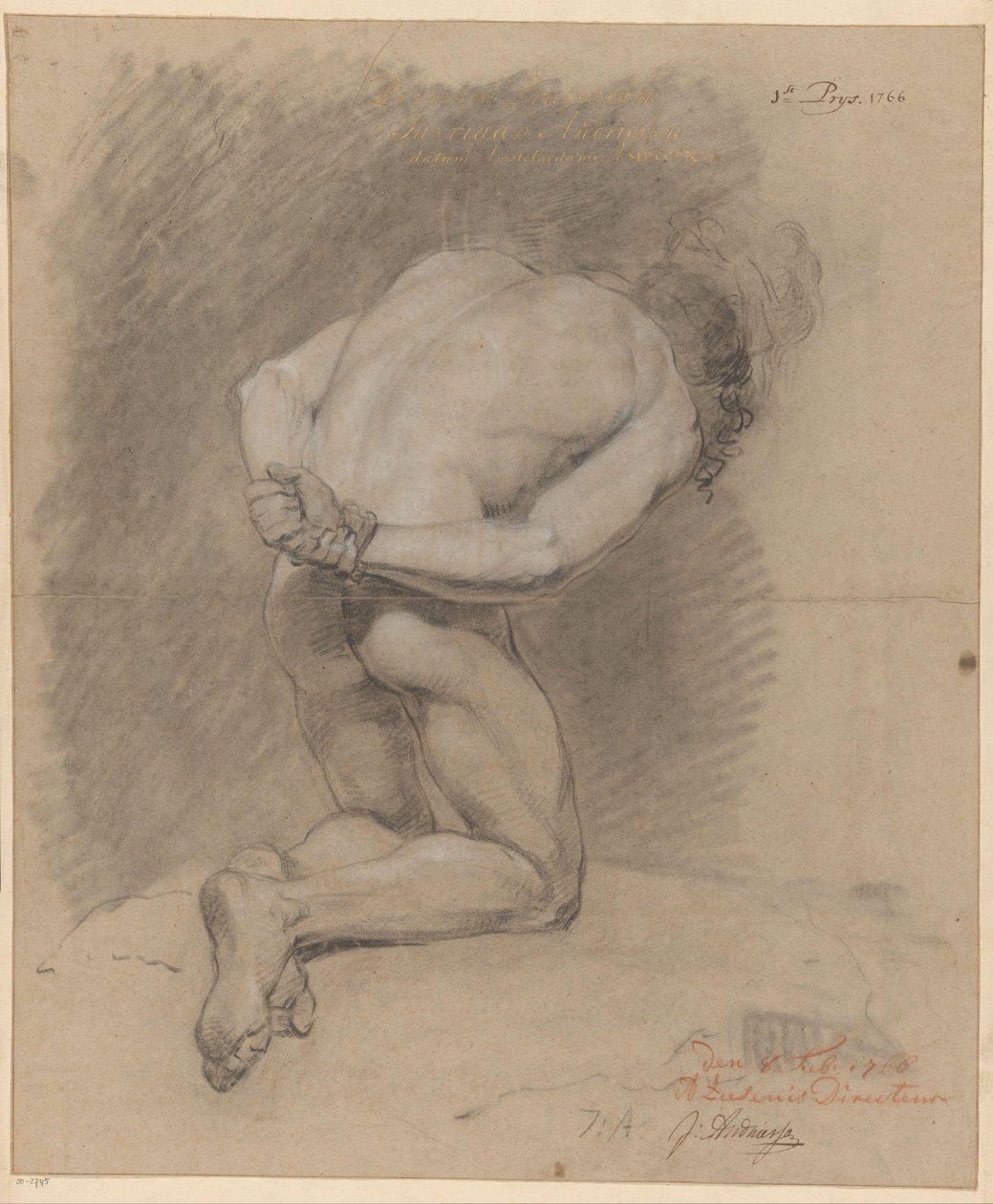 Homme nu agenouillé vu de dos (1er prix 1766) - Jurriaan Andriessen