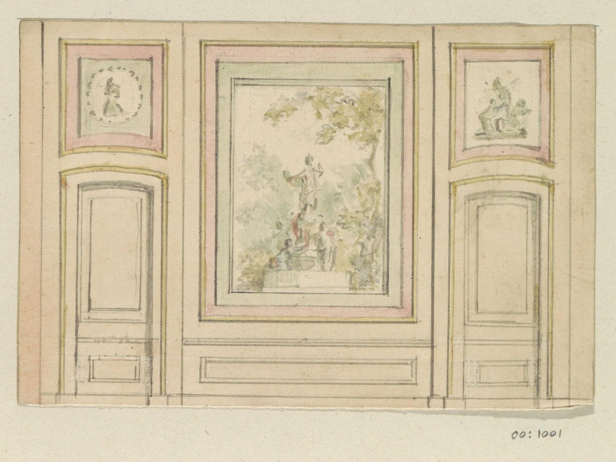 Dessin de projet pour un mur de pièce avec deux portes - Jurriaan Andriessen