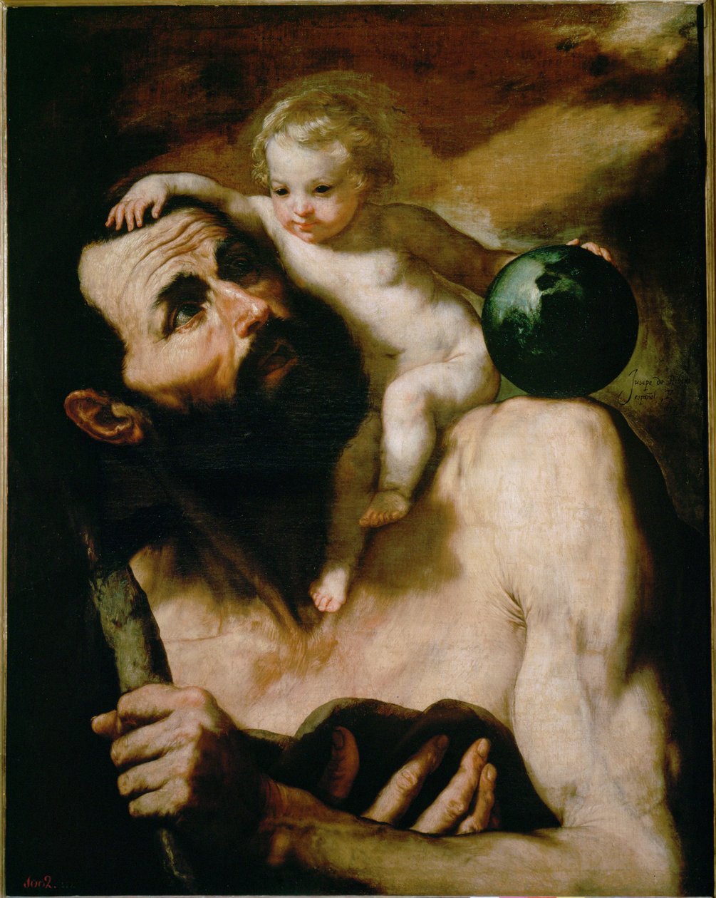 Saint Christophe ... (peinture sur toile) - Jusepe de (1591-1652) Ribera