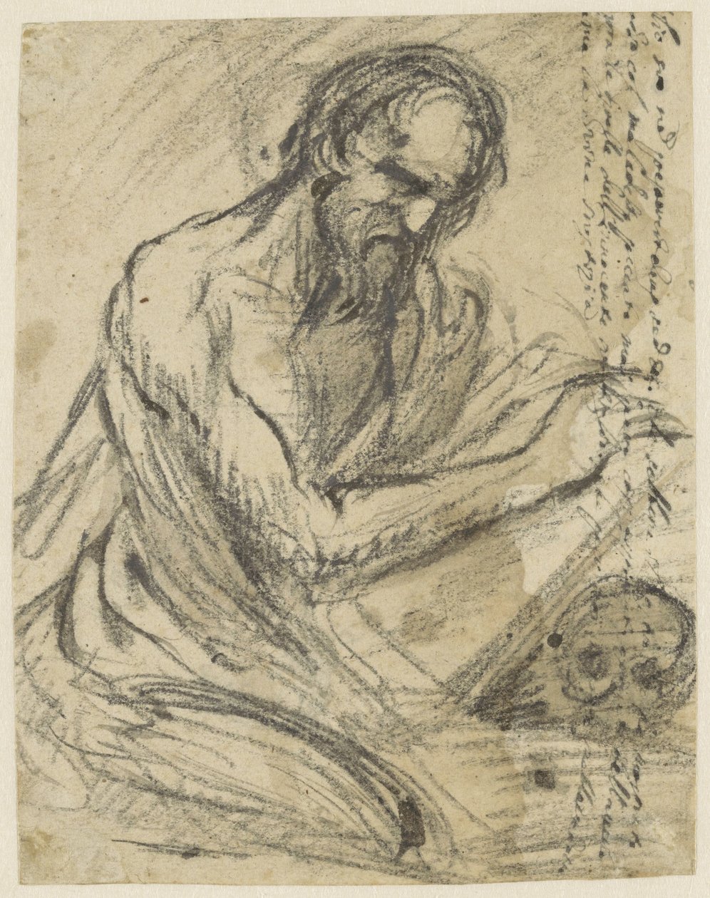 Saint Jérôme, écrivant dans un livre qu