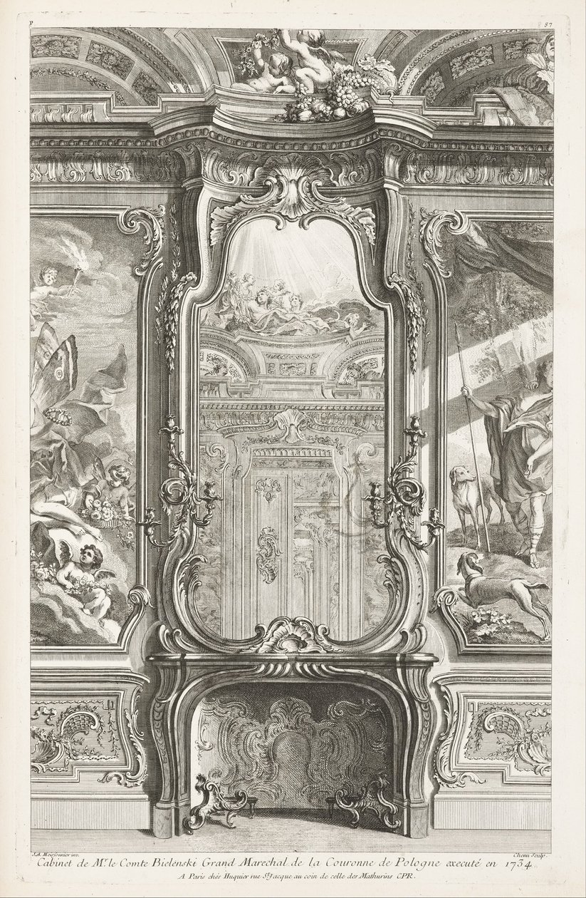Cabinet de M. le comte Bielinski Grand Maréchal de la Couronne de Pologne exécuté en 1734, 1re planche - Juste Aurèle Meissonnier
