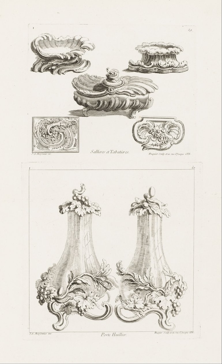 Salières et tabatières, pl. 69 dans Oeuvres - Juste Aurèle Meissonnier