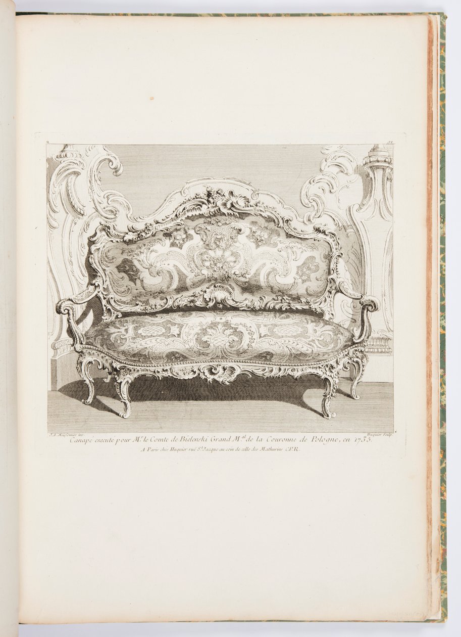 Canapé exécuté pour M. le comte de Bielinski Grand Maréchal de la Couronne de Pologne, en 1735.; Canapé exécuté pour le comte de Bielinski en 1735, 4e planche - Juste Aurèle Meissonnier