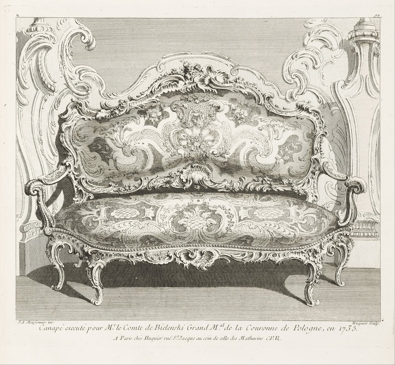 Canapé exécuté pour le comte de Bielinski en 1735, 4e planche - Juste Aurèle Meissonnier