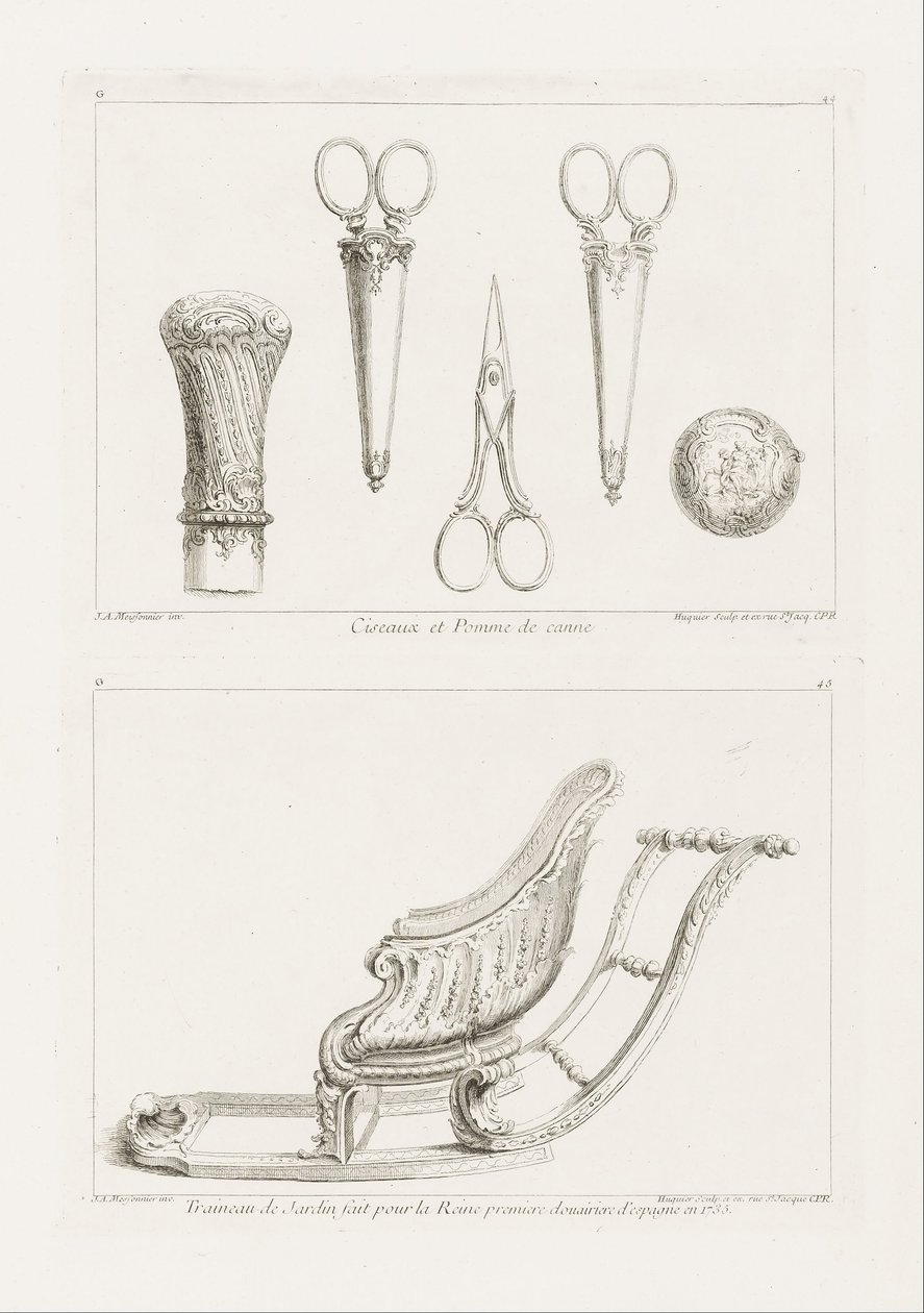 Design de ciseaux et pommeau de canne - Juste-Aurèle Meissonnier