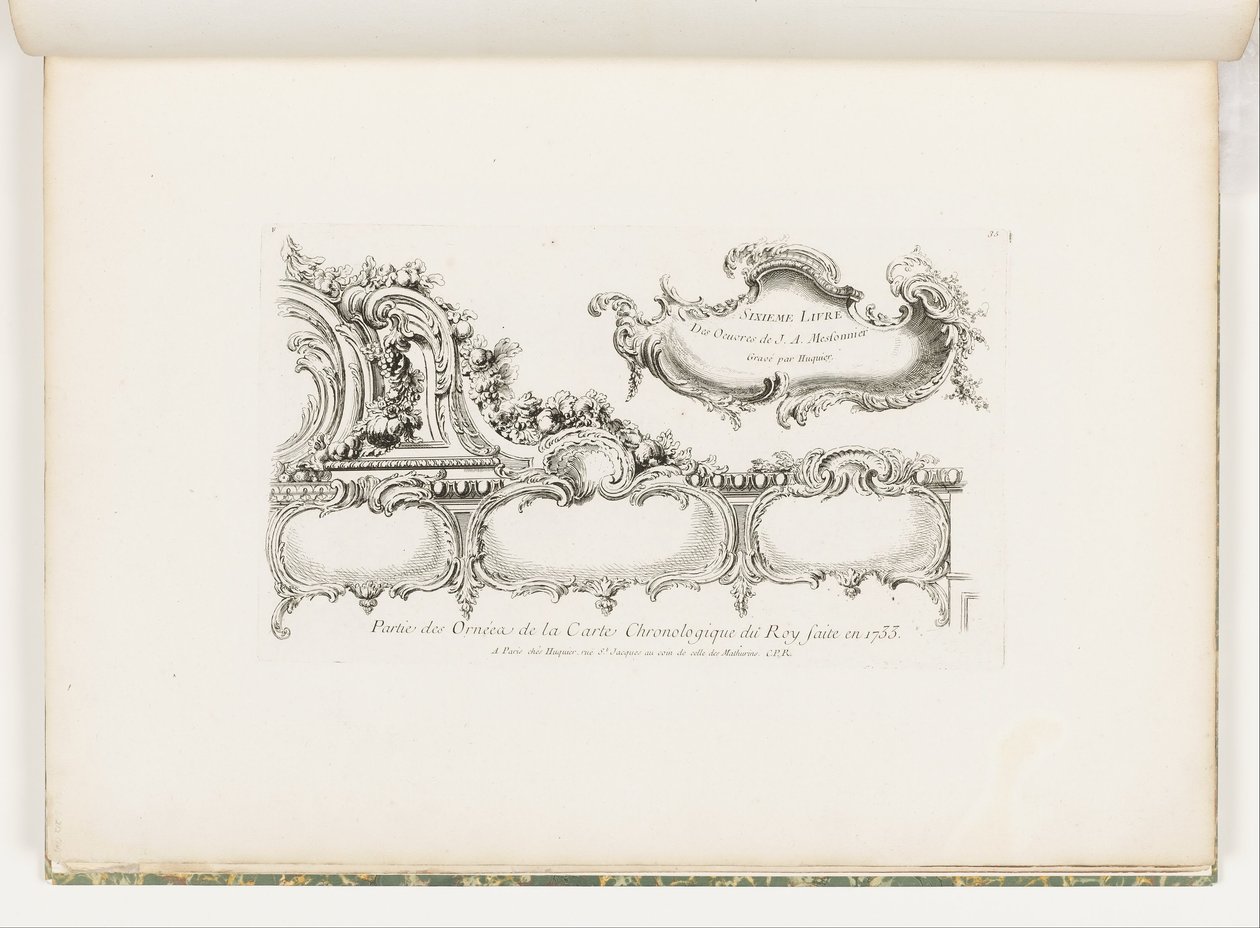 Partie des ornements de la Carte Chronologique du Roi faite en 1733, pl. 35 dans Oeuvre de Juste Aurèle Meissonnier - Juste Aurèle Meissonnier