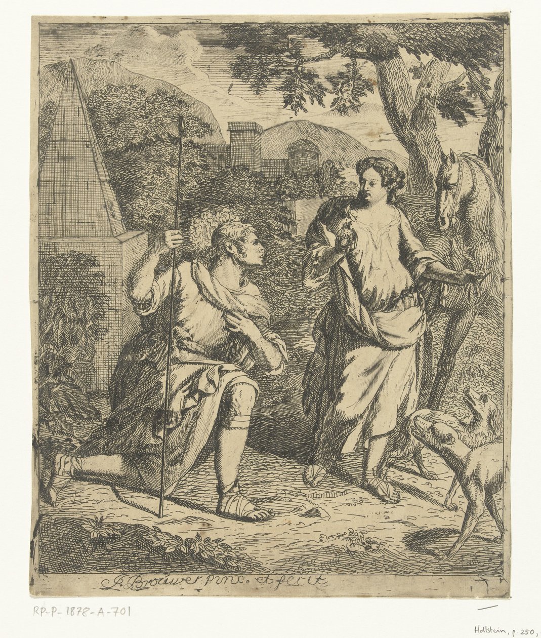 Scène pastorale avec Granida et Daifilo - Justus Brouwer
